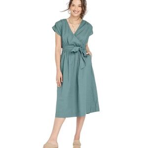 Universal Thread Surplice Neckline  Midi Dress Waist Tie Womens Green Size S